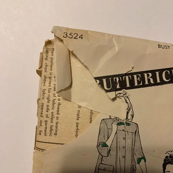 Butterick Vintage 1940's Sewing Pattern #3524 Maternity Smock Size 14 - Picture 2 of 5